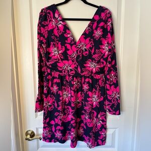 Lilly Pulitzer Pink and Navy Floral Dress